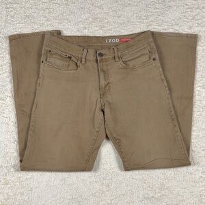 IZOD | Men's Comfort Stretch Jeans | Relaxed Fit | 32x34 | Tan